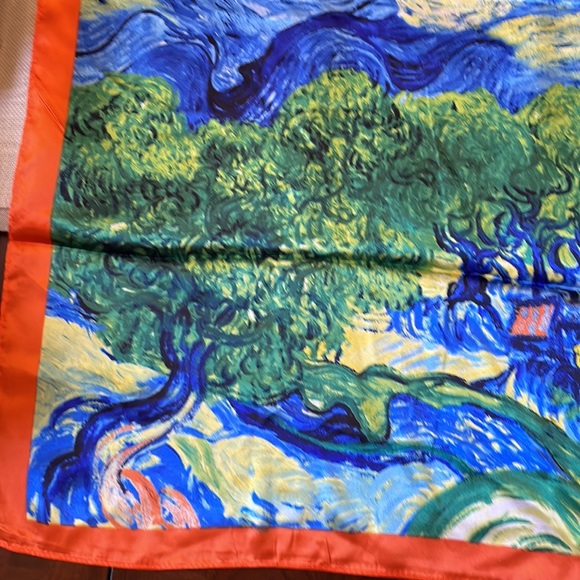 Van Gogh Starry Nights 100% silk feeling 34” x 35” scarf - Picture 5 of 11